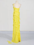 Dadizhimu Wind One-Shoulder Dress Dress 2025 Summer New Splicing Wood Ear Slim Slim Open Fork Dress Woman
