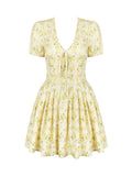 Dadizhimu Sexy Deep V Short Sleeves Crumid Summer French Dress Sweet Spicy Fashion Puff Small Dress Summer Dress