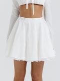 Dadizhimu Girls Women's New Fashioned Butterfly Lace Dress Pure White Short Dress Summer Sweet And Hot Little Skirt