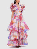 Dadizhimu Heavy Industry V-Neck Dress Dress Dress 2025 New Design-Sensitive Lotus Leaf Sleeve Long Dress