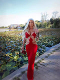 Dadizhimu Hottie Sexy Bag Hip Dress Metal Ring Hanging Neck Sling Bare Back Hollow Bandage Dress Dress Dress