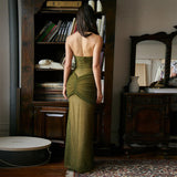 Dadizhimu Pure Lust Sexy Bosom Long Dress Body Slightly Through The Folding Niche Dress Dress Dress Long