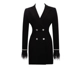 Dadizhimu New Orange Suit Collar Double Row Drill Buckle Back Hollow Cuff Feather Repair Suit Dress