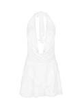 Dadizhimu Girls Wear Women's Sexy Pure Wind Dress Chiffon Hanging Neck Dress Sleeveless Women's High Sleeveless Short Dress