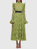 Dadizhimu Retro Style Dress 2025 New Fashion Temperament Niche Design Hollow Lace Dress Long Lady