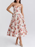 Dadizhimu Pastoral Sling Skirt 2025 New Fashion Flowers High Waist Slim Slim Sexy Poneng Dress Woman