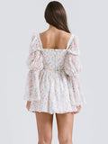 Dadizhimu Women's Clothing Pure Sexual Sexy Waist Show Thin Sleeve Print Dress Spring Women Chiffon Dress New