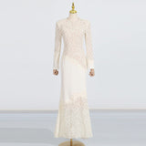 Dadizhimu Elegant Style Slimy Fishtail Dress 2025 New Lace Embroidery Design Long Dress Women Summer