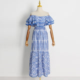Dadizhimu Style Embroidery Dress 2025 Summer New Fashion Hollow Design Feeling Leaf Side Shoulder Dress Girl