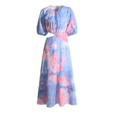 Dadizhimu New Fashion Round Collar Colliding Color Splicing Design Long Dress Women's Dress Summer