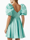 Dadizhimu French Elegant Dress 2025 Summer New Sexy Deep V Bubble Sleeves High-End Short Dress Woman