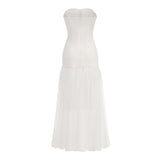 Dadizhimu White Sexy Decorative Diamond Mesh Spong Pont High-End Women's Breast-Wear Dress Dress