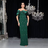 Dadizhimu Women's Thin Dress Dress Dress Watery Shoulder Elegant Temperament Banded Evening Dress Dress