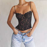 Dadizhimu Women's Fashion Hot New Lace Hot Girl Sling Vest Female Net Red Same Fish Bone Top Woman
