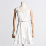 Dadizhimu 2025 New Heavy Industry Embroidery Sexy Sling Skirt Splicing Lotus Leaves Side To The Waist Thin Dress Woman