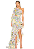 Dadizhimu Sexy Oblique Shoulder Crumid Dress Girl Body Hollow Lotus Leaves Set Irregular Dress