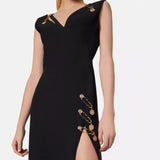 Dadizhimu Personality Women's Clothing Autumn New V Neck Drain Back Low Chest Open Waist Bandage Dress