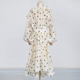 Dadizhimu Show Wave Dot Suit Women's Tide 2025 New Scarf With Lotus Leaf Shirt Top + Long Skirt