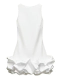 Dadizhimu And Summer 2024 New Round-Neck Vest Dress Flowers Spliced Three-Dimensional Body-Daughted Dress Women's Dress With Hips