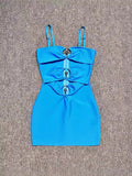 Dadizhimu Niche Metal Ring Steel Nails In The Chest Hollow Slings With Clothes Sexy Women's Banded Short Skirt