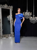 Dadizhimu Women's Thin Dress Dress Dress Watery Shoulder Elegant Temperament Banded Evening Dress Dress