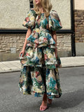 Dadizhimu Female Summer High Sense 2025 New Fashion Style Multi-Layer Lotus Leaf Side Temperament Long Dress Dress Woman