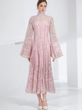 Dadizhimu Style Dress Dress 2024 Spring Horn Sleeve Long Sleeve Heavyweight Bundle Collage Super Fairy Lace Dress Dress