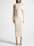 Dadizhimu 2025 New Fashion Temperament Slim Thin Splicing Design Dress Famous Wind Knitted Long Dress Woman