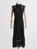 Dadizhimu Famous Wind Dress Woman 2025 Spring New Embroidery Splicing Hollow Waist Thin Dress
