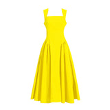 Dadizhimu Sling Dress 2025 Early Summer New Solid Color Sleeveless Fashion Temperament Splicing Lotle Leaf Side Dress