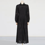 Dadizhimu High-End Dress Women 2025 Summer New Temperament Elegant Single-Drenage Hollow Embroidery Dress