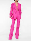 Dadizhimu Feng 2025 Summer New Suit Collar Top Coat + Micro-Raxis Three-Dimensional Flower Suit Woman