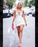 Dadizhimu Heavy Industry High-End Female Nail Beaded Bow Sling With Low Breast Sexy Tights With A Dress