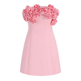 Dadizhimu Pink Sexy Breast Decorating Flower Dress High-End Women's Back With Party Dress