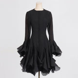 Dadizhimu Lotus Leaf-Side Dress Women's Summer 2025 New Fashion High-Necked Long-Sleeve High-End High-End High-End Mid-Sleeve Mid-Sleeve Dress