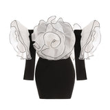 Dadizhimu Sexy Braided Shoulder Dress High-End Shoulder Decoration Lotus Leaf Side Flower Dress