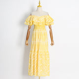 Dadizhimu Style Embroidery Dress 2025 Summer New Fashion Hollow Design Feeling Leaf Side Shoulder Dress Girl