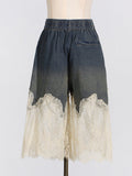 Dadizhimu Summer New Lace Splicing Sexy Sling + Fashion High-End Denim Shorts Two-Piece Set Of Women