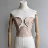 Dadizhimu Summer Babes Personality Sexy Bare Breast Small Coat Staggered Steel Ring Banda Vest Woman