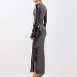 Dadizhimu Women's Fashion Sexy Thighs Horn Sleeve Skirt Under The Fork Dress Dress Dress Woman