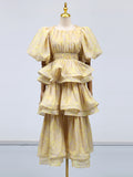 Dadizhimu Female Summer High Sense 2025 New Fashion Style Multi-Layer Lotus Leaf Side Temperament Long Dress Dress Woman