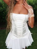 Dadizhimu Hottie Girl New Pure Style Chest With Bare Back Chiffon Spliced Sexy Dress Girl Dress
