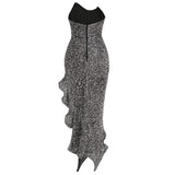 Dadizhimu Fashion Sexy Beads Smeared Breasts Mid-Smeared High-End Hem Leaf Party Small Dress Dress Dress Dress
