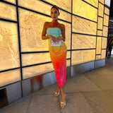 Dadizhimu New Breast-Meared Rainbow Gradient Color Photo Dating Travel To Take Photos Graduation Season Dress Famous Evening Dress