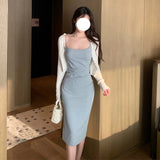 Dadizhimu New Style French Gentle Style Folding Skirt Temperament Solid Color Sling Dress Dress Dress Dress No