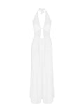 Dadizhimu Hanging Neck Folded Empty White Dress Woman Elegant Back Dress Dress Dress Banquet Femininity