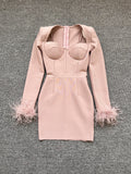 Dadizhimu New Fashion Tight Feather Tight Feather Tightening Dress High-End Women's Dress