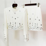 Dadizhimu Break High-End Two Sets Of 2025 Spring New Nail Beads Diamond Top High Waist Skirt Suit Woman