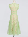 Dadizhimu Holiday Style Sleeveless Solid Color Dress 2025 New Design Yarn Net Embroidery Waist Thin Dress Woman