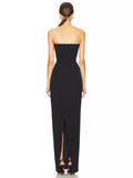 Dadizhimu Women's Twisted Tweed Tweed Dress Black Leaky Back Bra Long Dress Small Design Hollow Dress